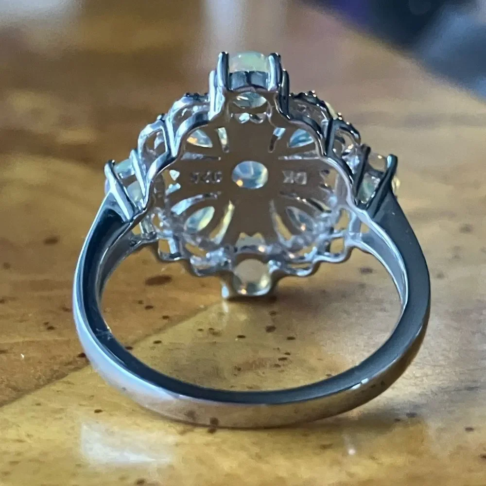 Natural Honey Opal Sterling Silver Ring Size 8